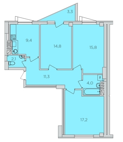 3-комнатная 75.4 м² в ЖК 360 от 18 000 грн/м², Ровно