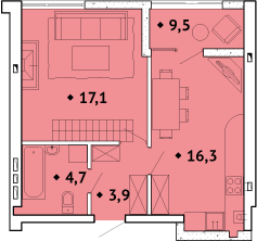 1-комнатная 44 м² в ЖК Spectrum от застройщика, Ровно