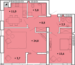 2-комнатная 70 м² в ЖК Spectrum от застройщика, Ровно