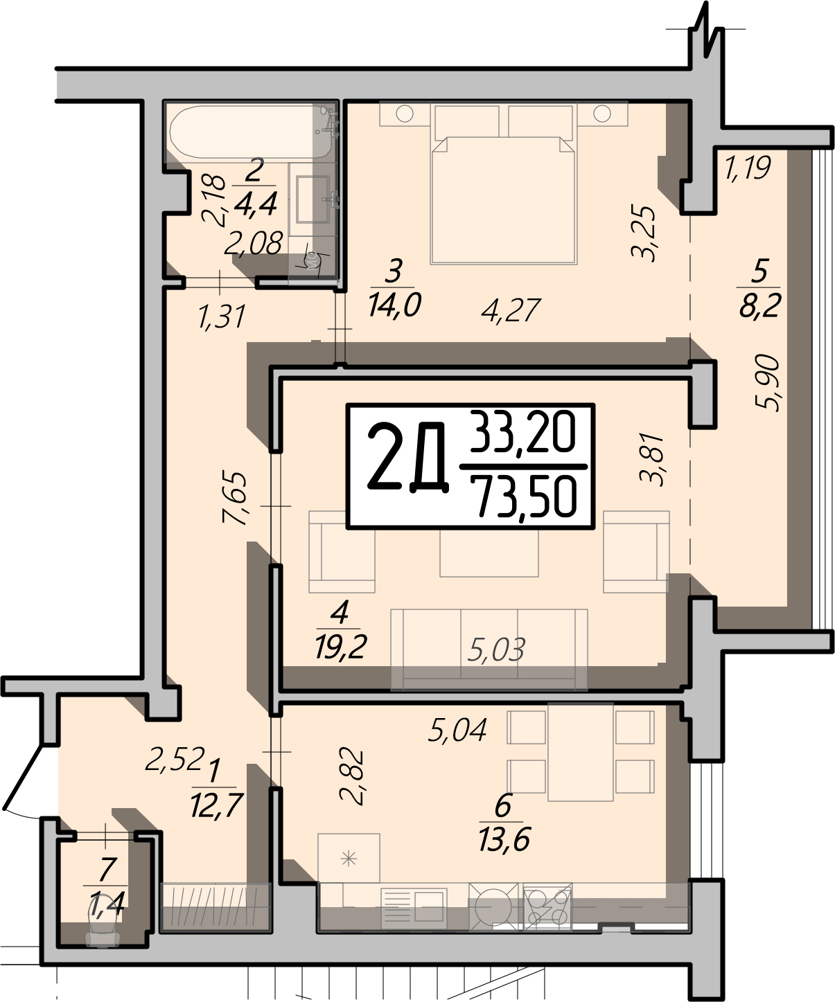 2-кімнатна 73.5 м² в ЖК Арена від 15 500 грн/м², Рівне