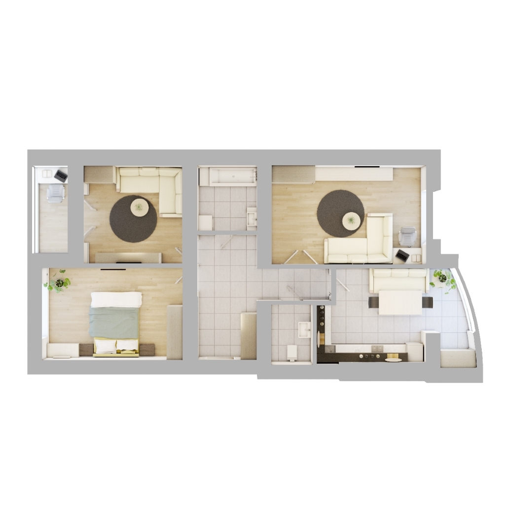 3-кімнатна 86.8 м² в ЖК На Щасливому від 14 050 грн/м², Рівне