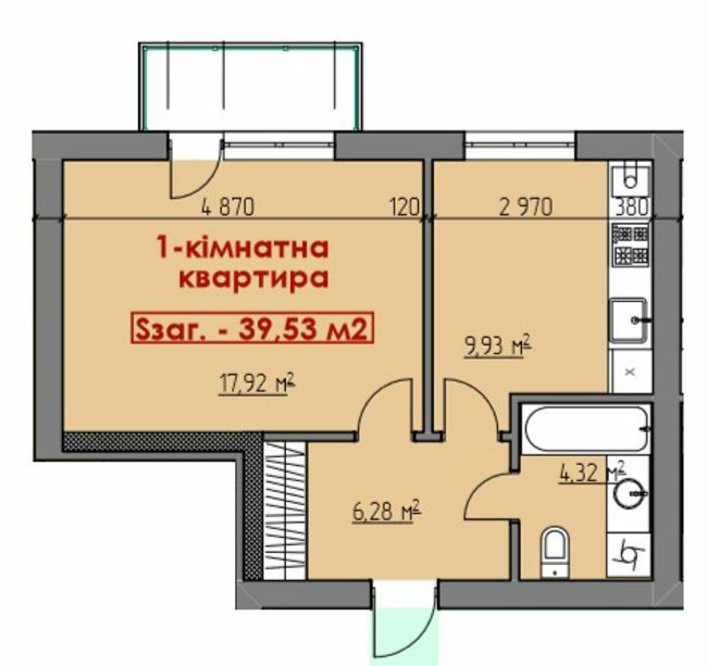 1-кімнатна 39.53 м² в ЖК по пров. Дубенський від забудовника, Рівне