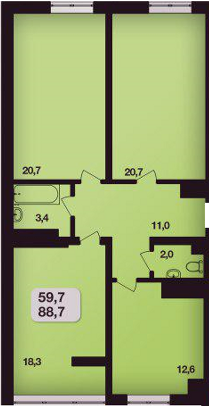 3-кімнатна 88.7 м² в ЖК Північна фортеця від 14 300 грн/м², Рівне