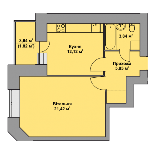 1-комнатная 45.05 м² в ЖК Комфорт Таун плюс от 16 300 грн/м², с. Петриков