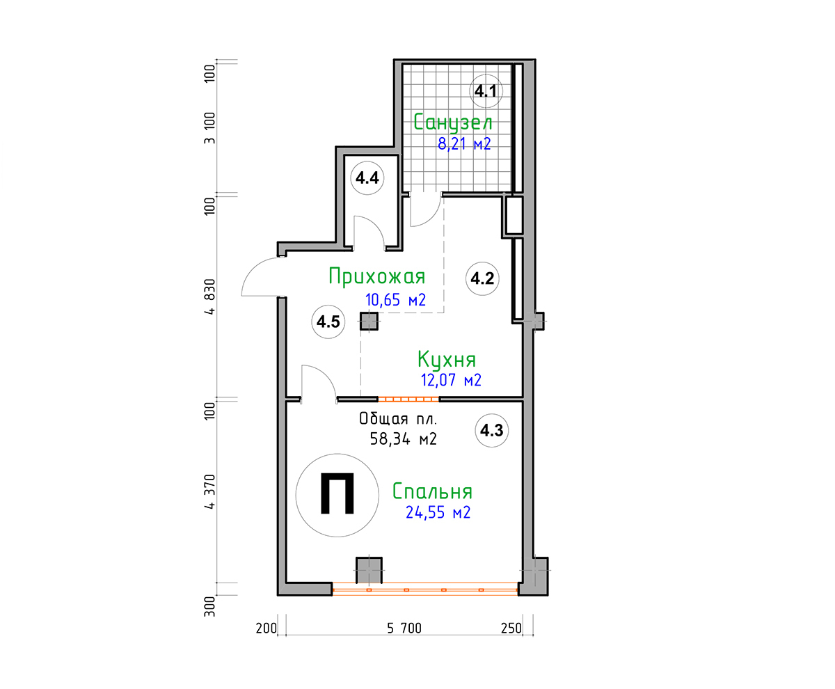 1-комнатная 58.34 м² в ЖК Адмирал от 28 250 грн/м², Николаев