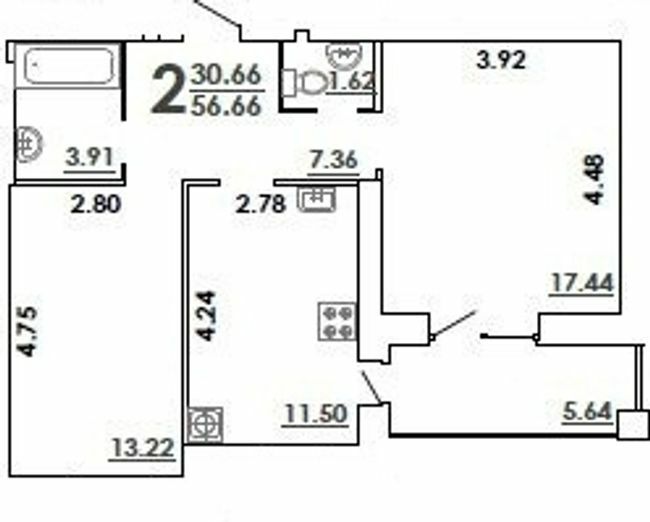 2-комнатная 56.66 м² в ЖК Апельсин от 16 500 грн/м², Николаев