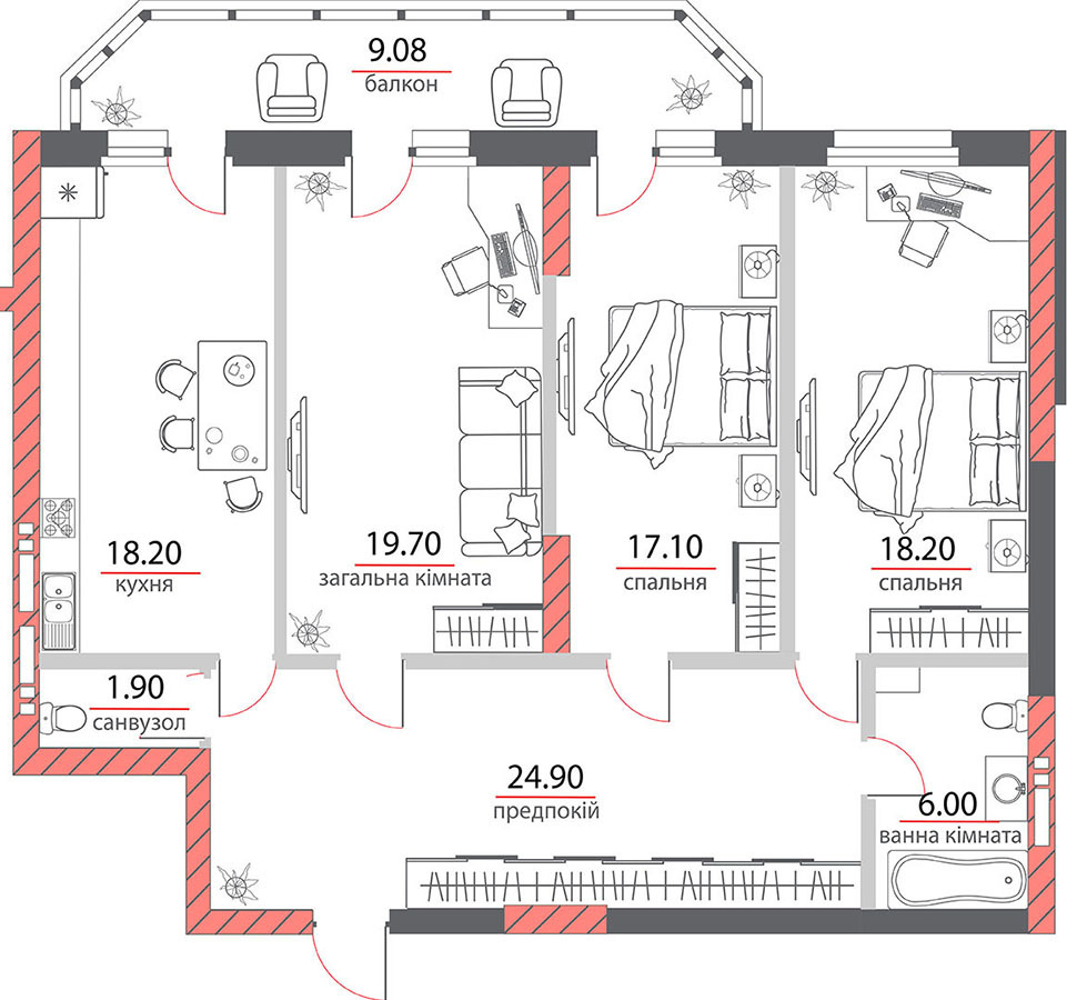 3-комнатная 115.08 м² в ЖК на ул. Пилипа Орлика, 26 от 34 650 грн/м², Полтава