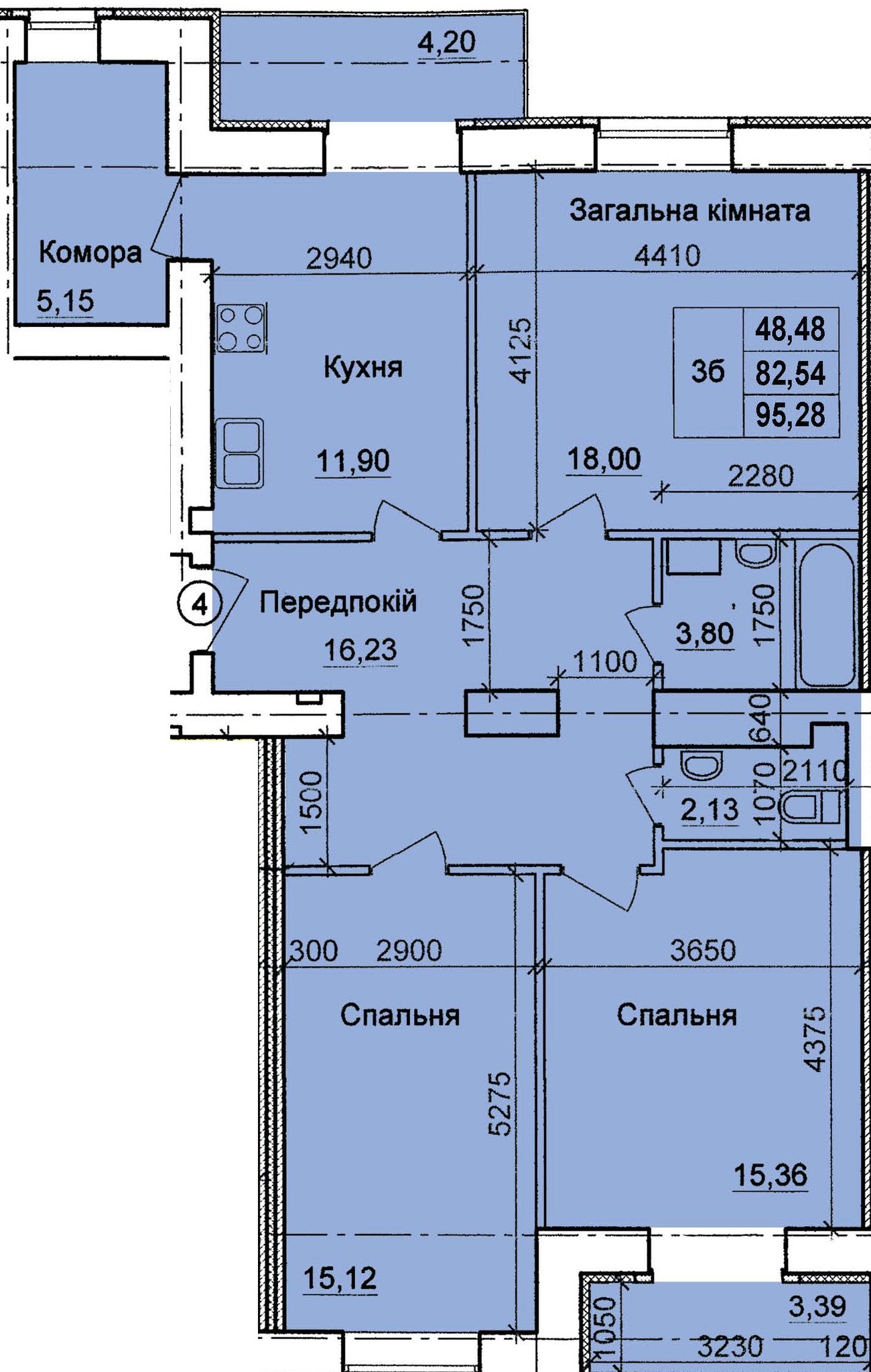 3-кімнатна 95.28 м² в ЖК по пров. Олега Кошового, 12 від 16 000 грн/м², м. Кременчук