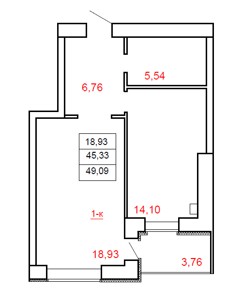 1-кімнатна 49.09 м² в ЖК Острів від 14 000 грн/м², м. Миргород