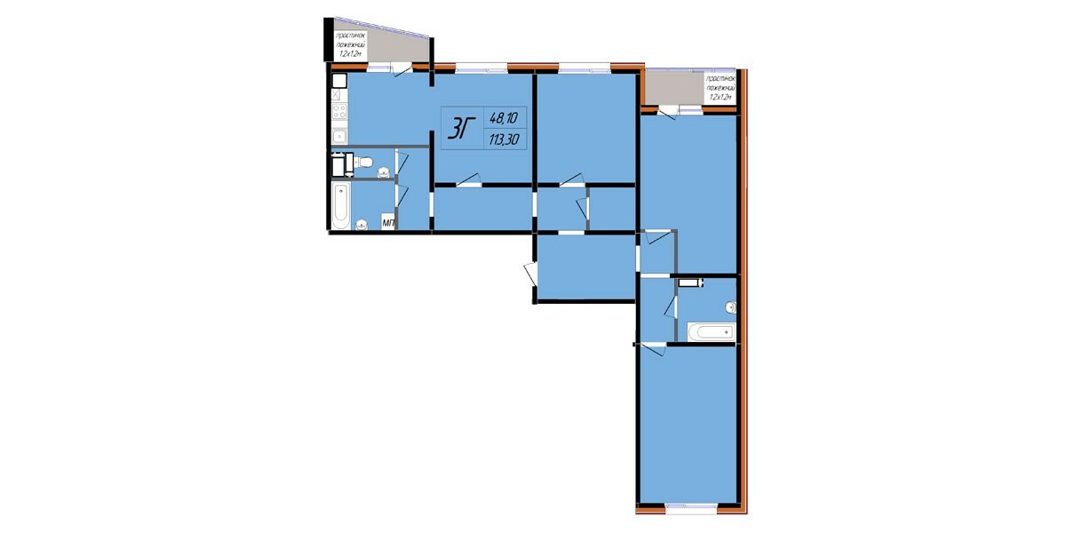 3-кімнатна 113.3 м² в ЖК Затишний від 14 500 грн/м², Полтава