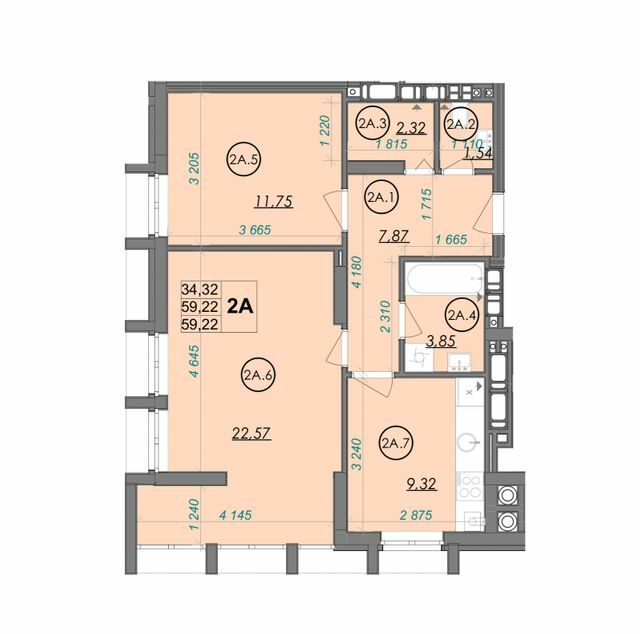2-кімнатна 59.22 м² в ЖК Panorama від 17 750 грн/м², Луцьк