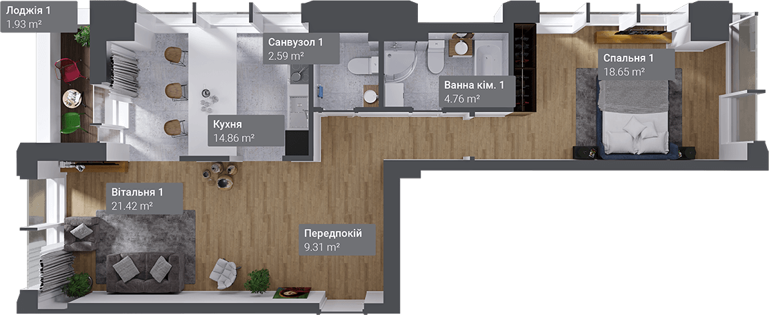 2-комнатная 73.48 м² в ЖК Philadelphia Concept House от 98 050 грн/м², Киев