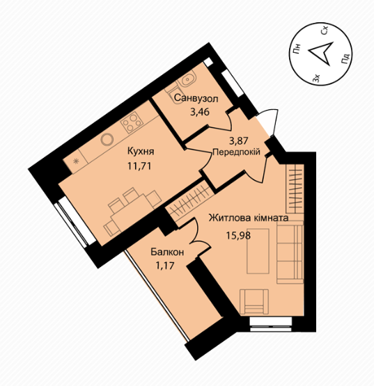 1-кімнатна 37.9 м² в ЖК Мюллер Хаус від забудовника, с. Петропавлівська Борщагівка