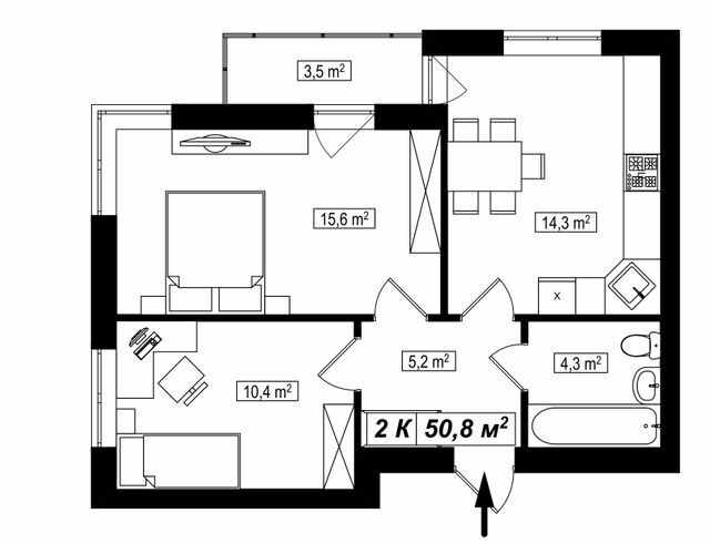 2-кімнатна 50.8 м² в ЖК Амстердам від 15 350 грн/м², с. Білогородка