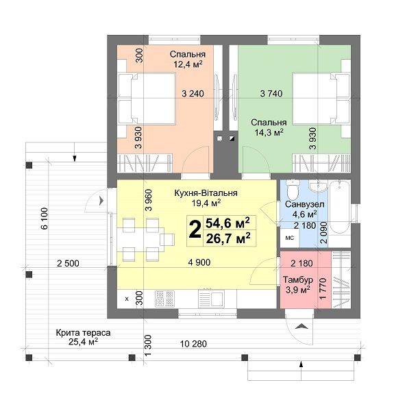 Котедж 55 м² в КМ HappyTown від 23 091 грн/м², с. Калинівка