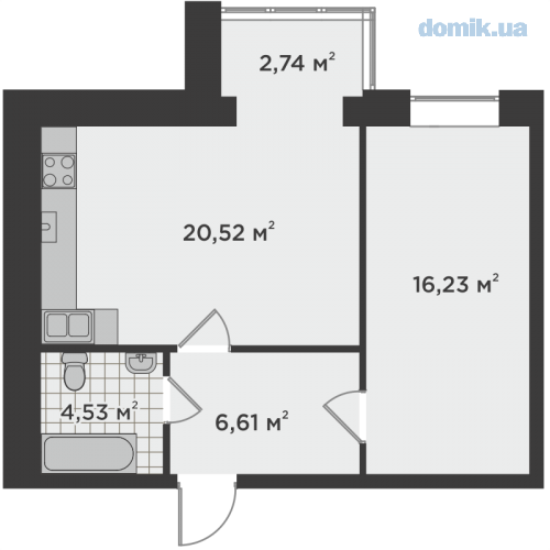 1-кімнатна 50.63 м² в ЖК Millennium State від 19 050 грн/м², м. Буча