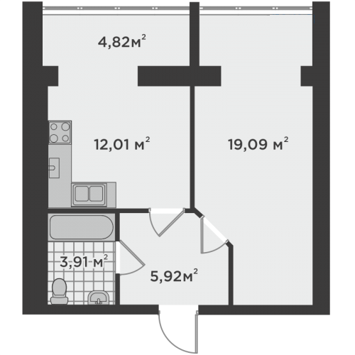 1-комнатная 45.75 м² в ЖК Millennium State от 19 053 грн/м², г. Буча