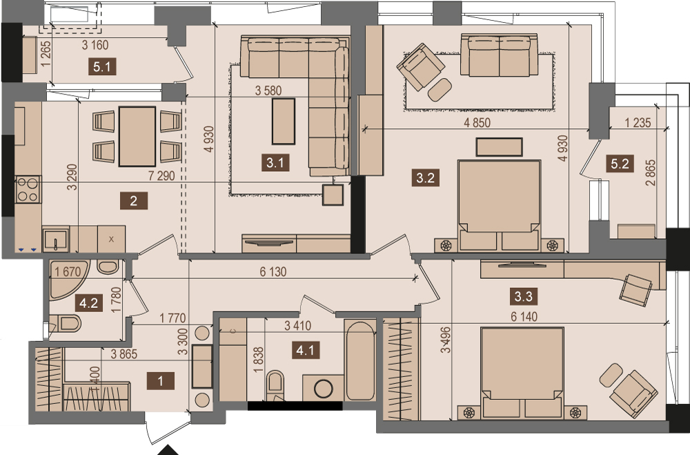 3-кімнатна 104.6 м² в ЖК Tetris Hall від 84 900 грн/м², Київ