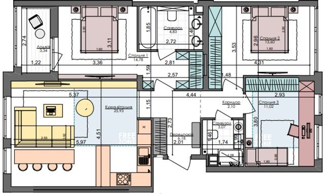 3-комнатная 84.85 м² в ЖК Файна Таун от 26 200 грн/м², Киев