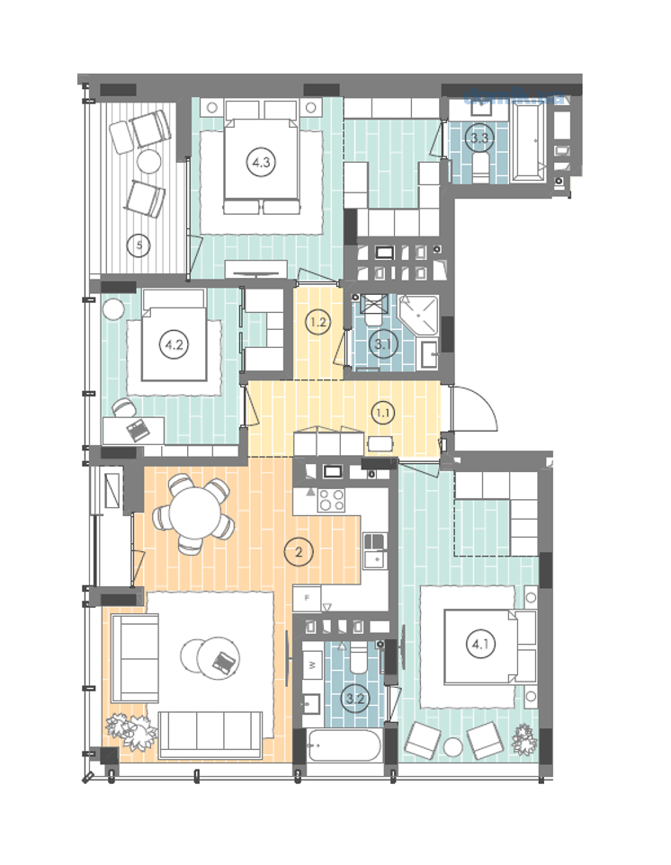 3-комнатная 126.9 м² в ЖК UNIT.Home от 41 900 грн/м², Киев