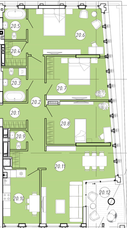 3-комнатная 121.17 м² в ЖК Forum Apartments от 50 450 грн/м², Львов