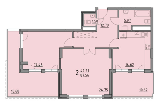2-комнатная 87.56 м² в ЖК Praud Premium от 34 750 грн/м², Львов