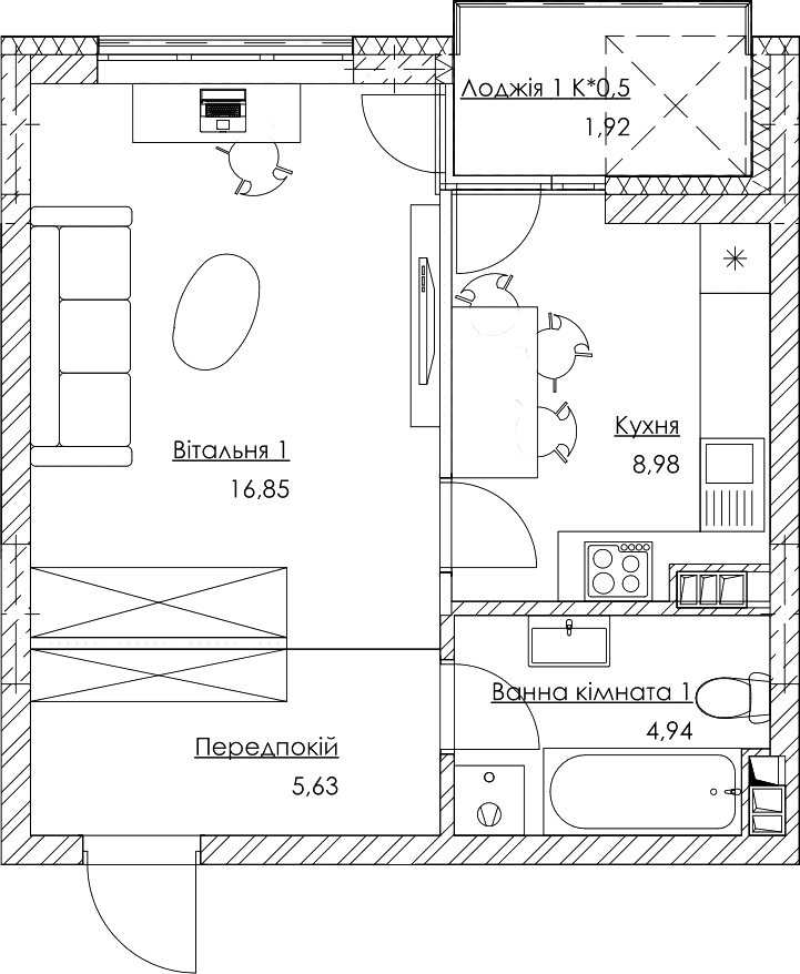 1-комнатная 38.32 м² в ЖК O2 Residence от 20 600 грн/м², Киев