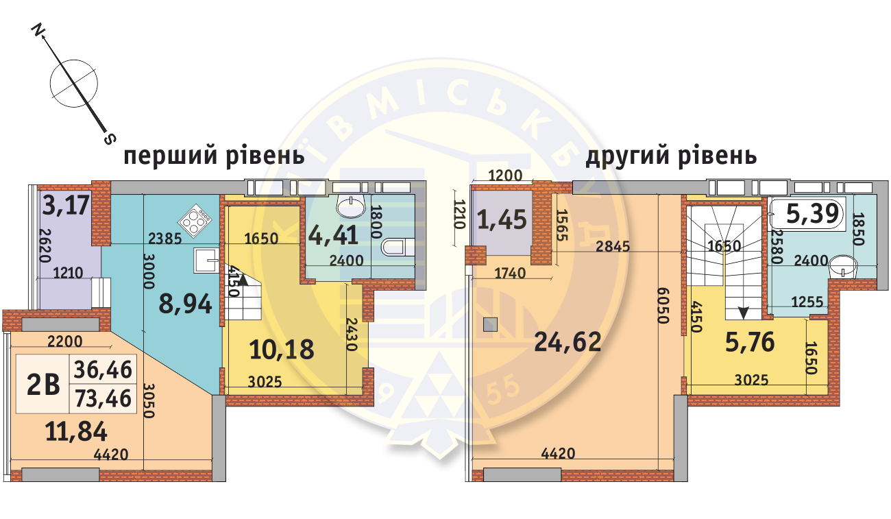 Дворівнева 73.46 м² в ЖК Медовий-2 від 25 009 грн/м², Київ