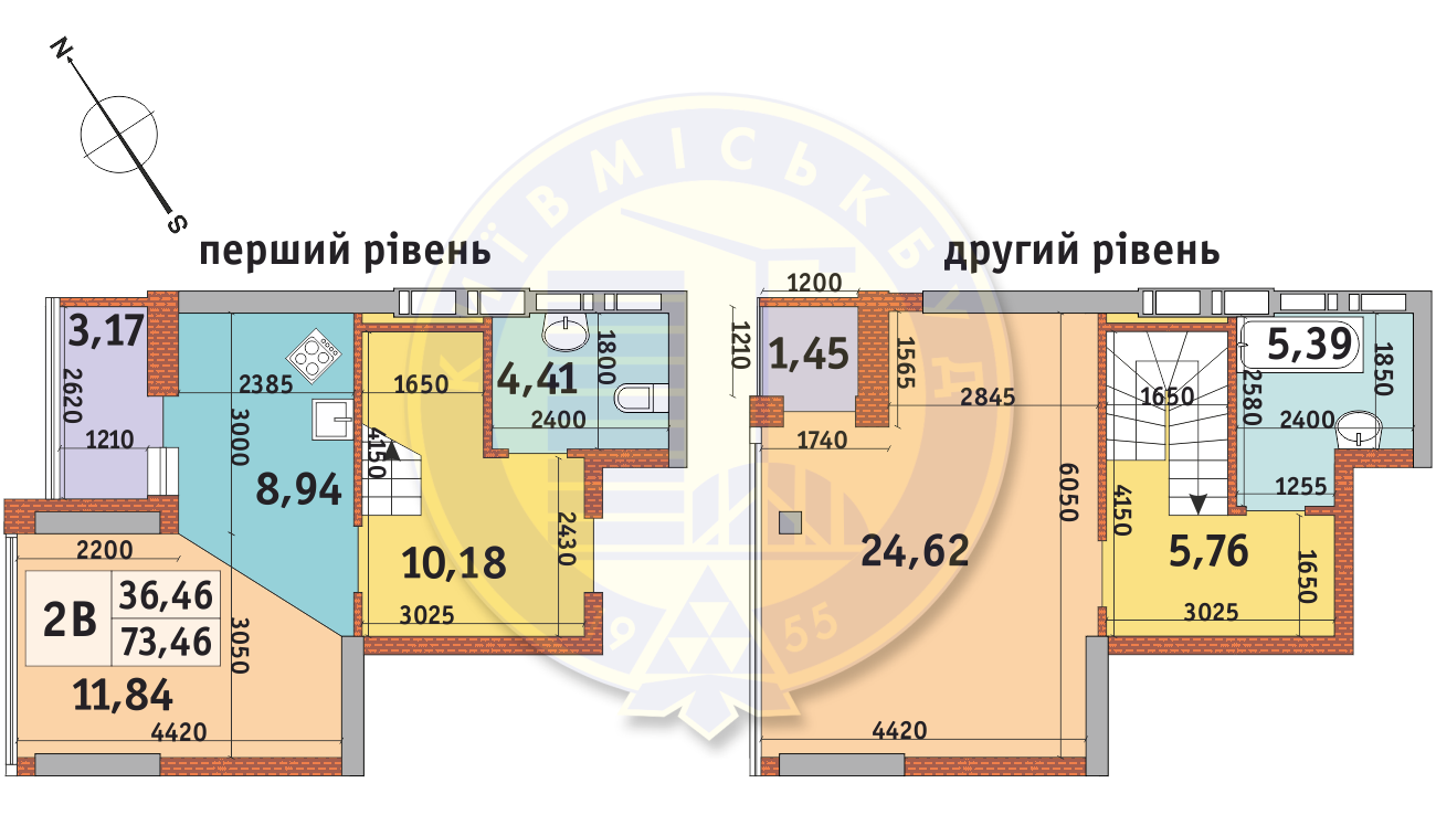 Двухуровневая 73.46 м² в ЖК Медовый-2 от 25 009 грн/м², Киев