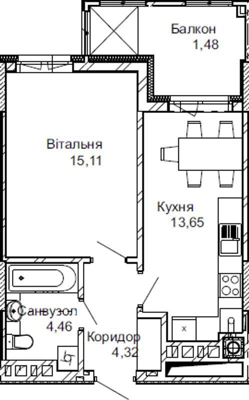 1-кімнатна 39.02 м² в ЖК Імперіал від 28 000 грн/м², м. Трускавець