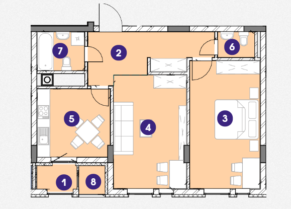 2-кімнатна 64.53 м² в ЖК Америка від 21 000 грн/м², Львів