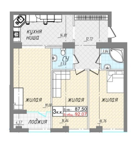 3-комнатная 92.07 м² в ЖК L7 House от 39 550 грн/м², Николаев