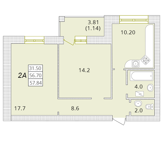 2-комнатная 57.84 м² в ЖК Парк Совиньон от 21 650 грн/м², пгт Таирово