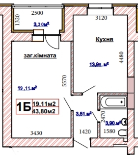 1-кімнатна 43.8 м² в ЖК Чабани 2 від 18 000 грн/м², смт Чабани