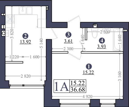 1-кімнатна 36.68 м² в ЖК Емоція від 16 000 грн/м², с. Хотів