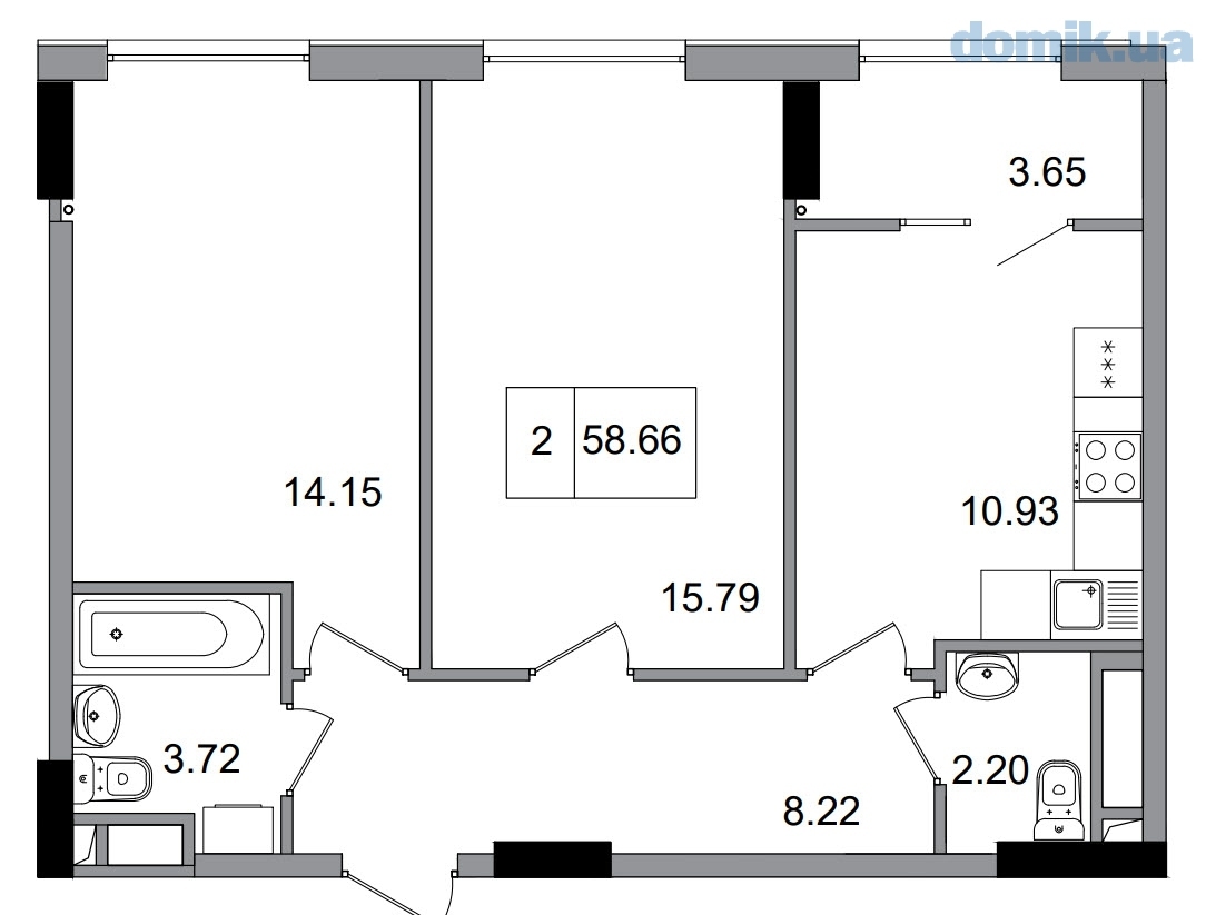2-комнатная 58.66 м² в ЖГ ARTVILLE от 22 250 грн/м², пгт Авангард