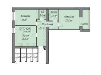 2-комнатная 69.3 м² в ЖК Містечко Козацьке от 13 800 грн/м², Ивано-Франковск