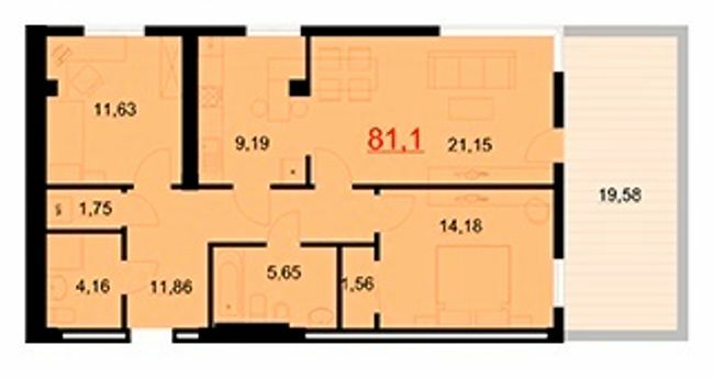 3-кімнатна 81.1 м² в ЖК Бульвар Європейський від забудовника, Івано-Франківськ