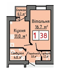 1-комнатная 38 м² в ЖК на ул. Железнодорожная, 16 от 18 000 грн/м², Луцк