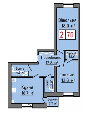 2-комнатная 70 м² в ЖК на ул. Железнодорожная, 16 от 17 500 грн/м², Луцк