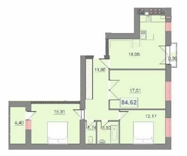 3-комнатная 84.62 м² в ЖК Квартал Патриот от 11 400 грн/м², Ивано-Франковск