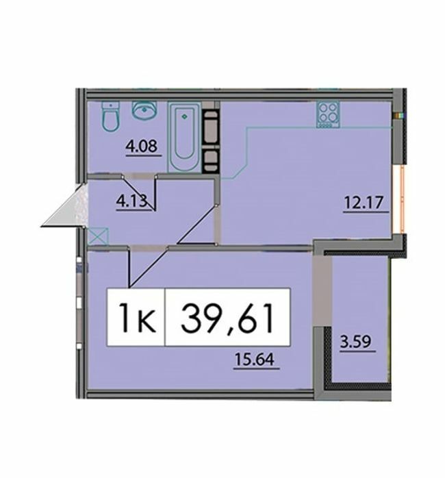 1-комнатная 39.61 м² в ЖК Липская Башня от 14 100 грн/м², Ивано-Франковск