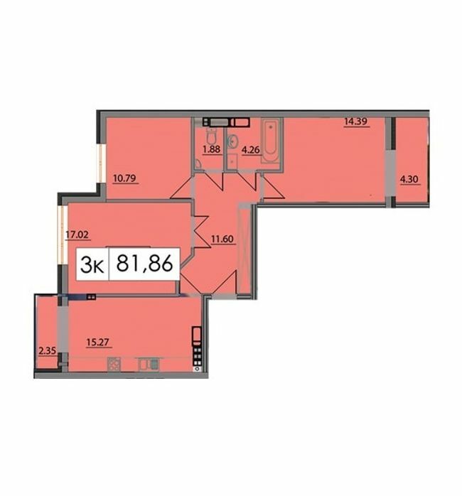 3-комнатная 81.86 м² в ЖК Липская Башня от 13 700 грн/м², Ивано-Франковск