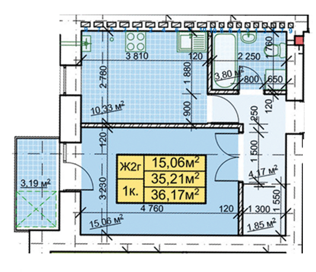 1-комнатная 36.17 м² в ЖК Парковый городок от 14 900 грн/м², Ивано-Франковск