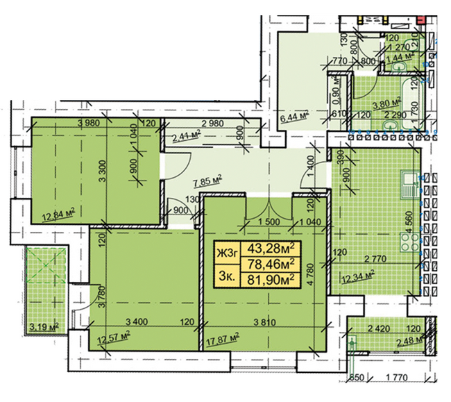 3-комнатная 81.9 м² в ЖК Парковый городок от 14 700 грн/м², Ивано-Франковск