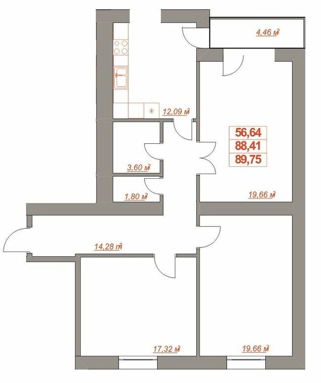 3-кімнатна 89.75 м² в ЖК Ювілейний від 11 400 грн/м², Івано-Франківськ