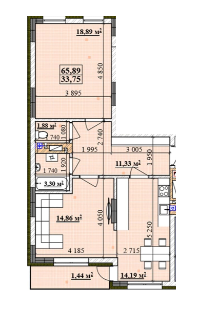 2-кімнатна 65.89 м² в ЖК Comfort City від 18 200 грн/м², Ужгород