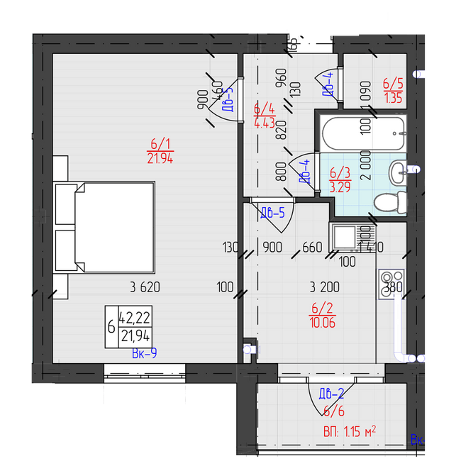 1-кімнатна 42.22 м² в ЖК Університетський від 19 500 грн/м², Ужгород