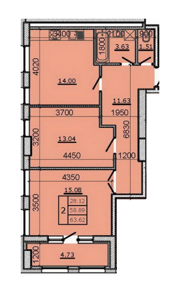 2-комнатная 63.62 м² в ЖК Метрополь от 19 500 грн/м², Тернополь