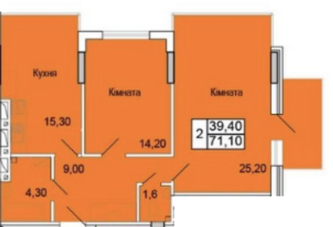 2-кімнатна 71.1 м² в ЖК Парковий Бульвар від 12 000 грн/м², Хмельницький